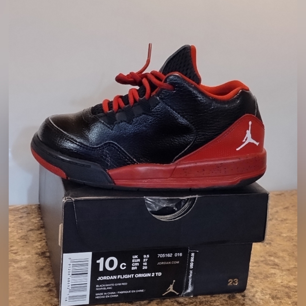 Air Jordan Flight Origin 2 (TD) 'Bred' Size 10C Black White Gym Red 705162-016
